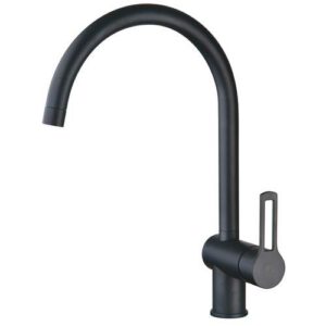 Noir keukenmengkraan met hoge draaibare C-uitloop mat zwart
