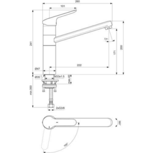 Alternative view of Venlo Nimbus Blue keukenmengkraan hoog met draaibare uitloop  BlueStart