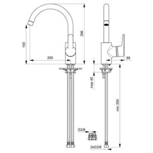 Alternative view of Ideal Standard Connect blue keukenmengkraan hoge uitloop chroom