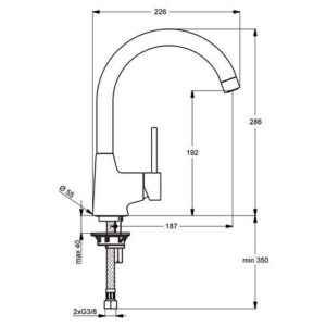 Alternative view of Ideal Standard Nora keukemengkraan met hoge draaibare uitloop chroom