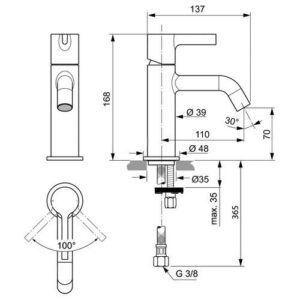 Alternative view of Ideal Standard Joy wastafelmengkraan zonder waste geborsteld goud
