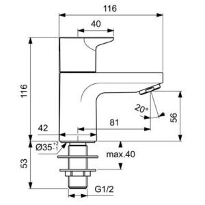 Alternative view of Ideal Standard Ceraplan fonteinkraan koudwater chroom