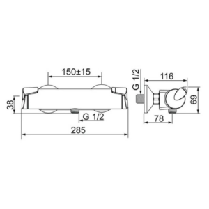 Alternative view of Hansa Fit douchethermostaat - S-koppelingen