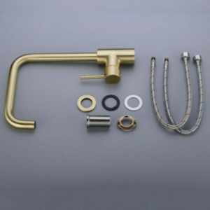 Moderne mat gouden u uitloop keukenkraan 2