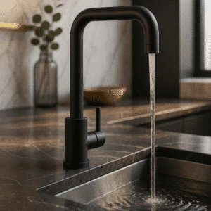 Zwarte keukenkraan modern met 30cm hoge uitloop