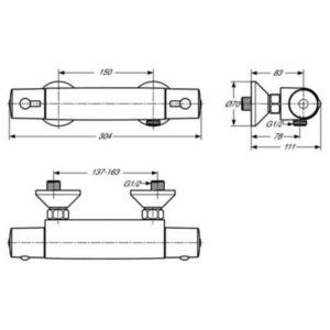 Alternative view of Ideal Standard Cerathem 50 douchethermostaat met S-koppelingen chroom