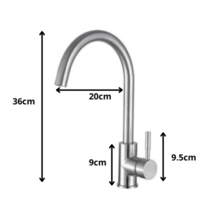 Afmetingen van een rvs keukenkraan