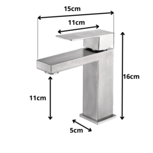 Stalen wastafelkraan vierkant afmetingen