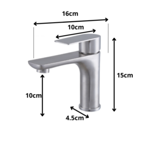 De afmetingen van een stalen wastafelkraan