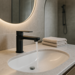 Industriele wastafelkraan mat zwart