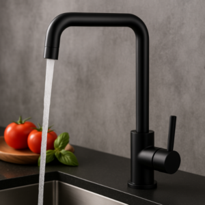 Mat zwarte industriele keukenkraan
