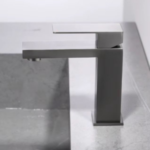 Gun metal wastafelkraan vierkant design