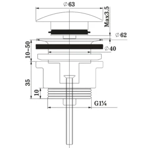 Wastafel plug afmetingen